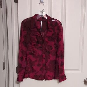 Kensie Red Abstract Button Down Shirt